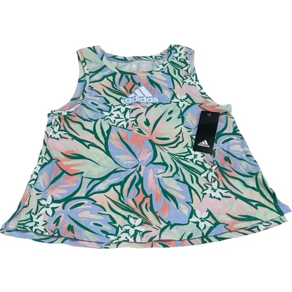 NEW Adidas Lot of (2) Floral and “Girls Unite” Athletic Tank Tops Size M (8) - Picture 2 of 6